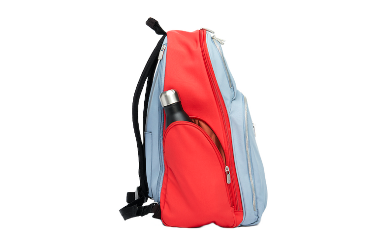 red and slate backpack
