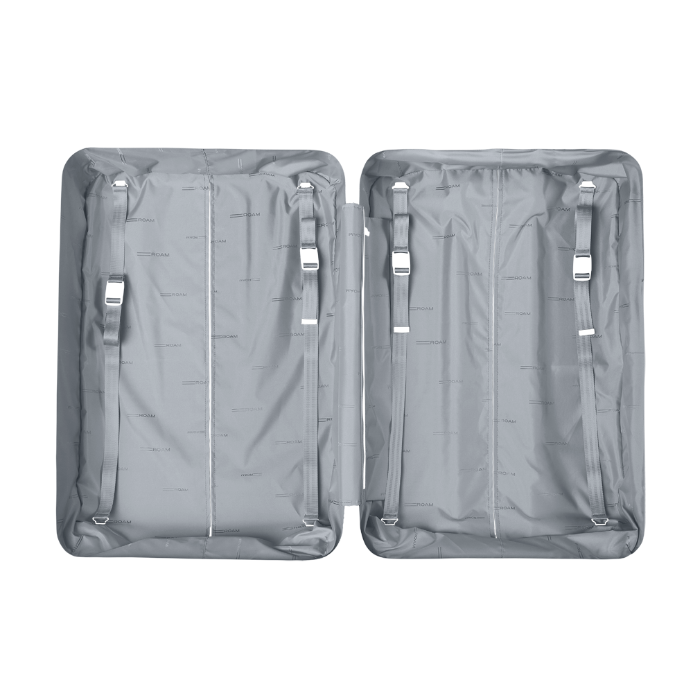 luggage large check in expandable lining in gray fog