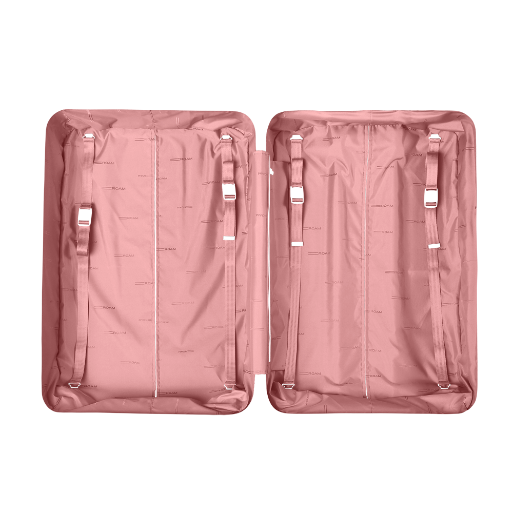 luggage large check in expandable lining in pink sand