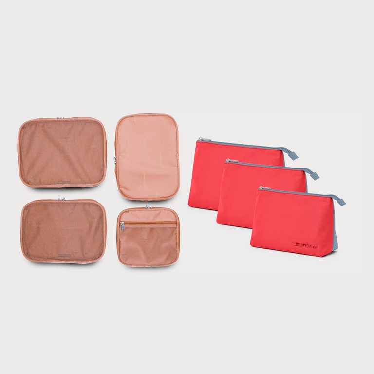 ‍Pink Sand Packing Pods / Red & Slate Essentials Pouches (100% off)