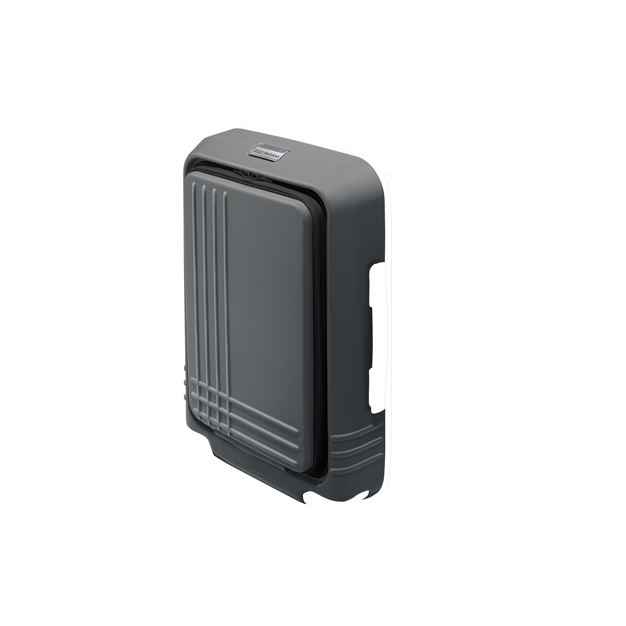 luggage carry on front pocket front shell in matte steel