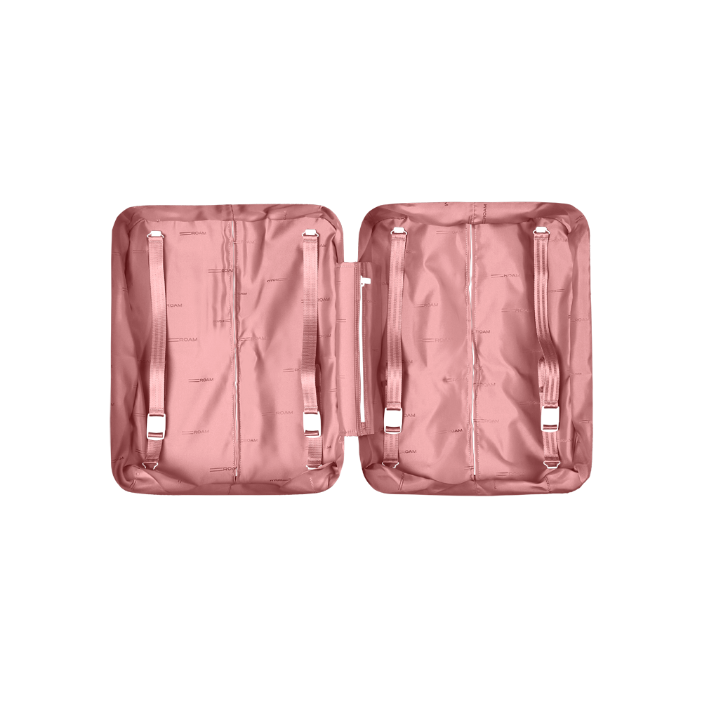luggage carry on expandable lining in pink sand