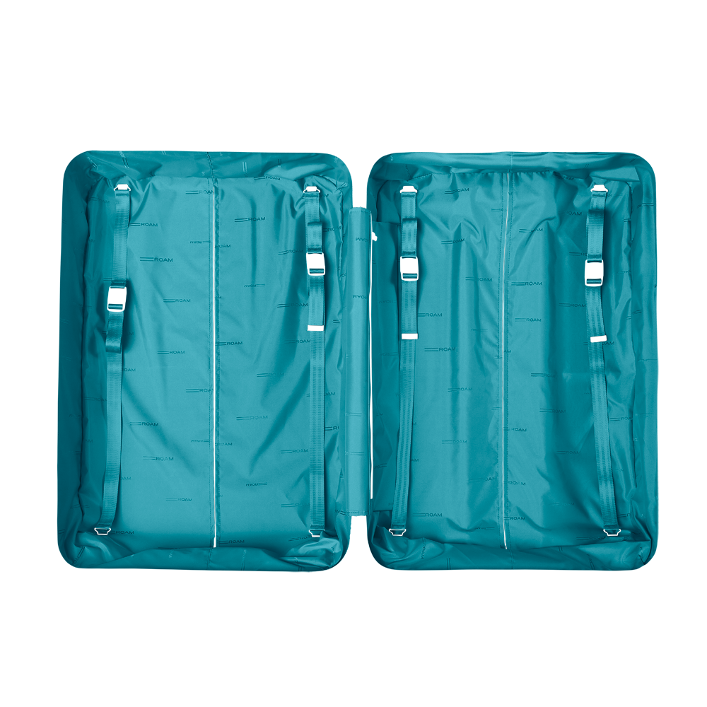 luggage large check in expandable lining in blue mist